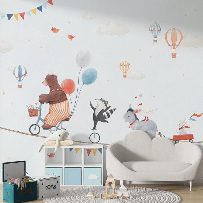 Circus Animals Wallpaper, Kids Room Mural, Removable Wallpaper