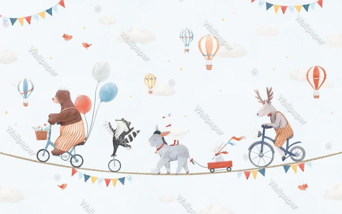 Circus Animals Wallpaper, Kids Room Mural, Removable Wallpaper
