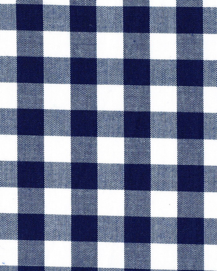 Close up view of custom check shirts for men by Luxire in navy gingham