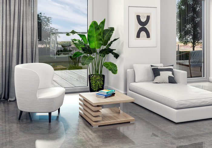 COFFEE TABLE KYOTO SONOMAIntroducing COFFEE TABLE KYOTO, an ideal addition to any corner or regular sofa. Its sleek and contemporary rung-shaped structure, adorned with metallic accents, makes it a standout piece. Constructed from a 32mm thick board, this