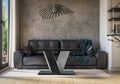 COFFEE TABLE VINEY BLACK GLOSS / STONE GREYCoffee Table Viney Black Gloss / Stone The COFFEE TABLE VINEY brings a distinct and contemporary look to any space. Its unconventional design adds a fresh and airy feel to your home decor. Perfect for the dining
