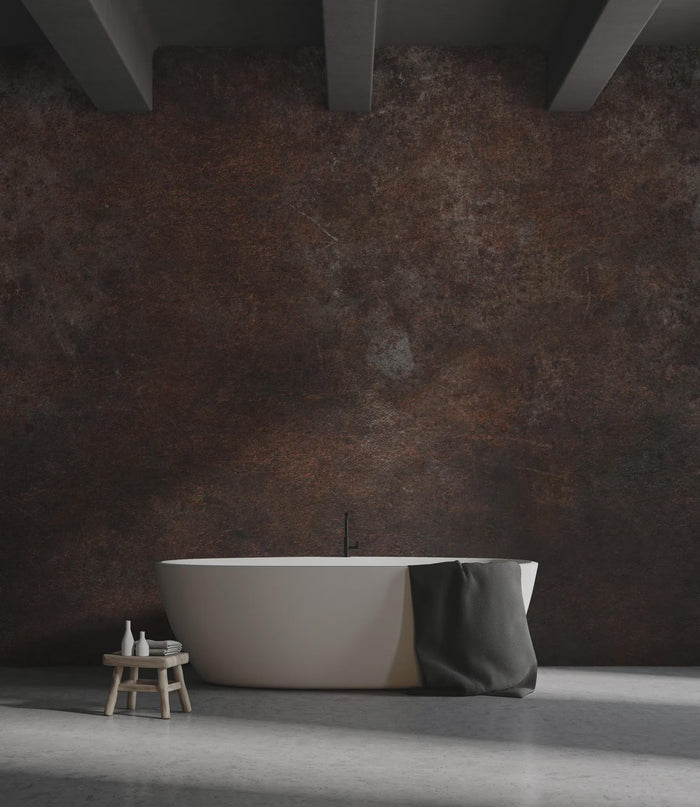 Concrete-Look Wallpaper in Red and Gray Tones: Rusty Deco Art Wall Mural