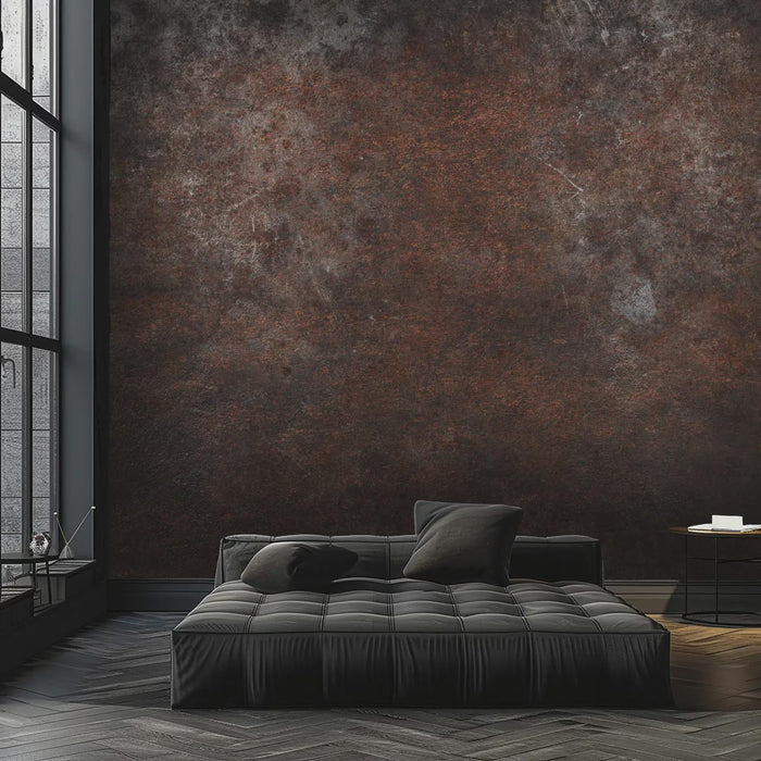Concrete-Look Wallpaper in Red and Gray Tones: Rusty Deco Art Wall Mural