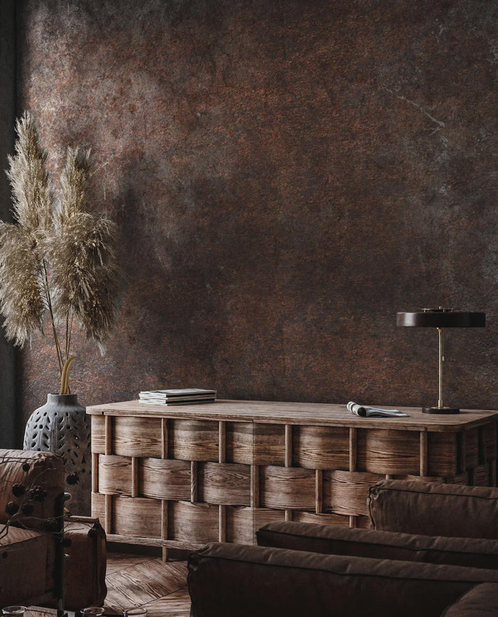 Concrete-Look Wallpaper in Red and Gray Tones: Rusty Deco Art Wall Mural