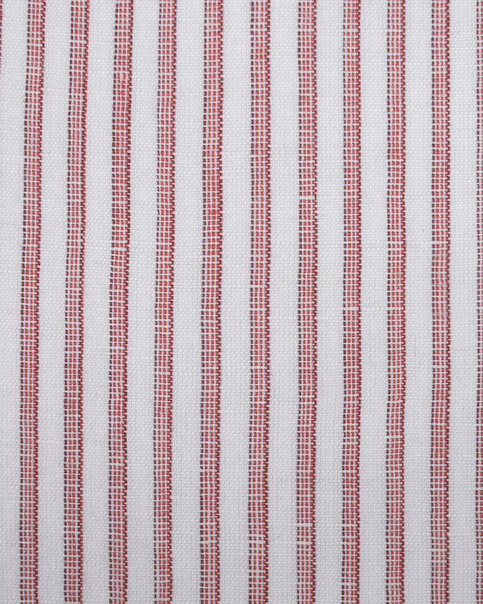 Cotton Linen: Red Candy Stripes On white