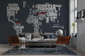 Countries World Map Wallpaper: Peel and Stick Art Deco Wall Mural