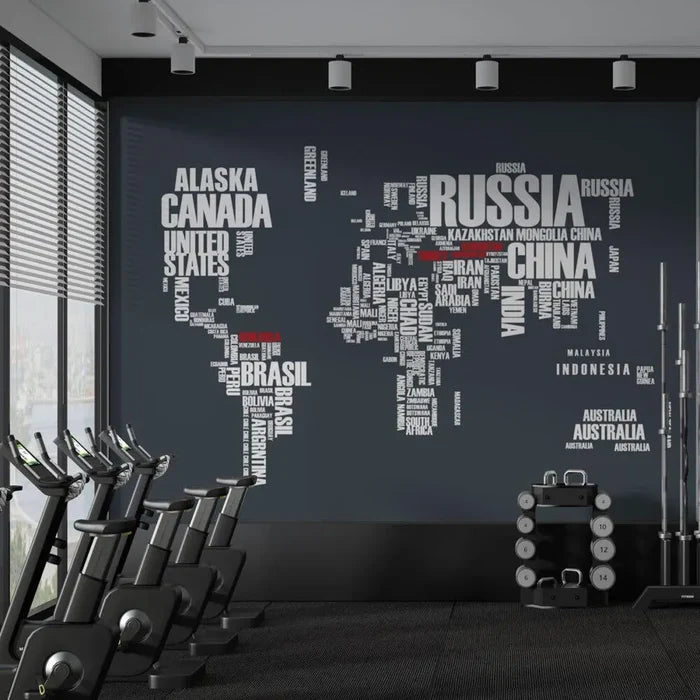 Countries World Map Wallpaper: Peel and Stick Art Deco Wall Mural