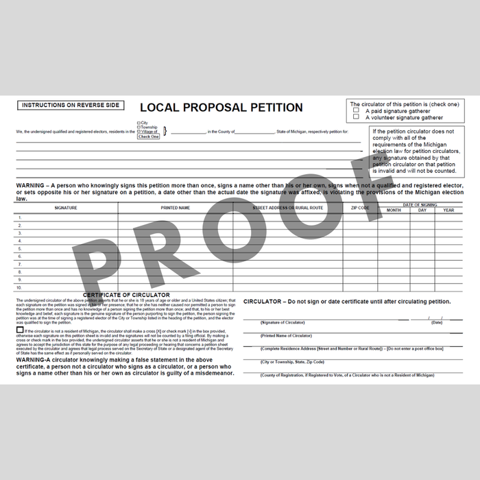 County - Local Proposal Petition (PT-840)