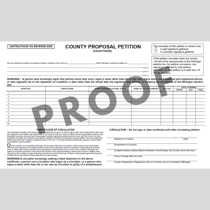 County Proposal Petition - County Wide (PT-845)