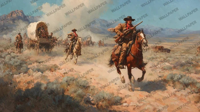 Cowboy Toile Peel and Stick Wallpaper: Western Cafe Decor
