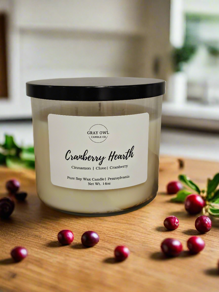 Cranberry Hearth Large Soy Candle | 3 Wick