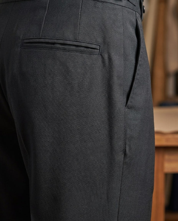 Dark Charcoal Grey Twill Pant — back