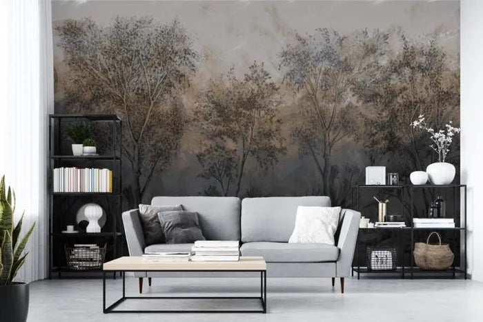 Dark Forest Landscape Wallpaper: Study Room, Office Wall Decor