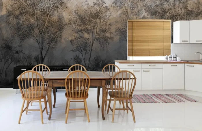 Dark Forest Landscape Wallpaper: Study Room, Office Wall Decor