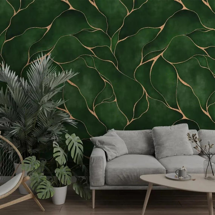 Dark Green Abstract Lines Wallpaper: Elegant Peel and Stick Wallcovering