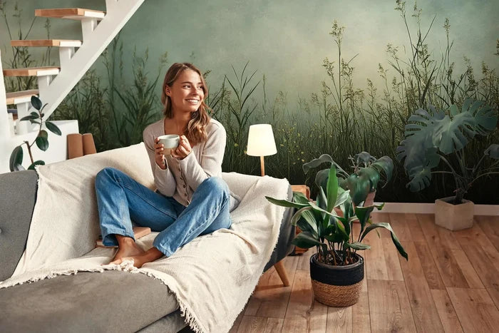 Dark Green Grass Wallpaper: Kitchen, Living Room, Hallway Decor