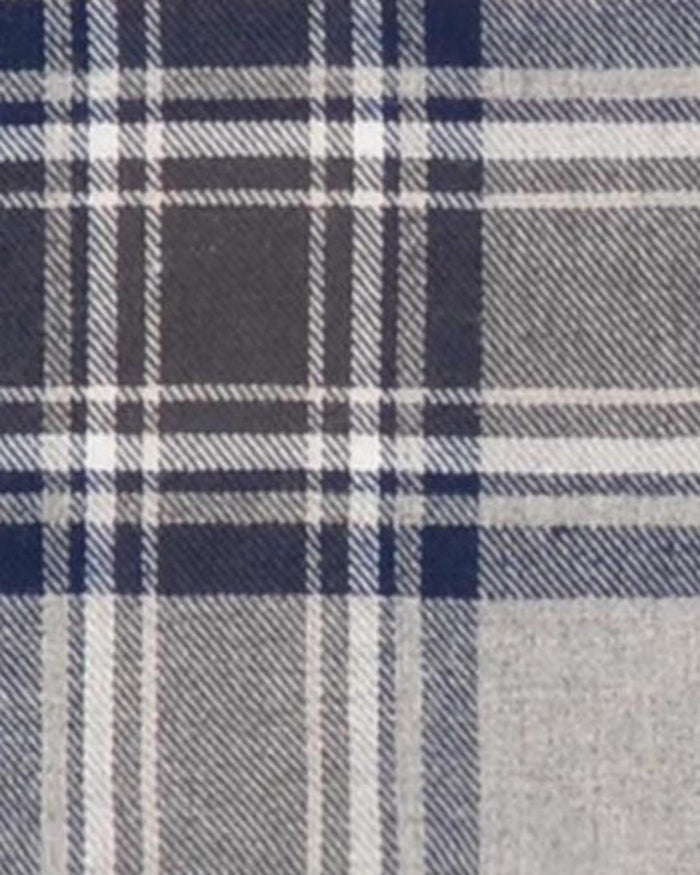 Dark Gull Grey Navy Plaid Flannel Work Shirt