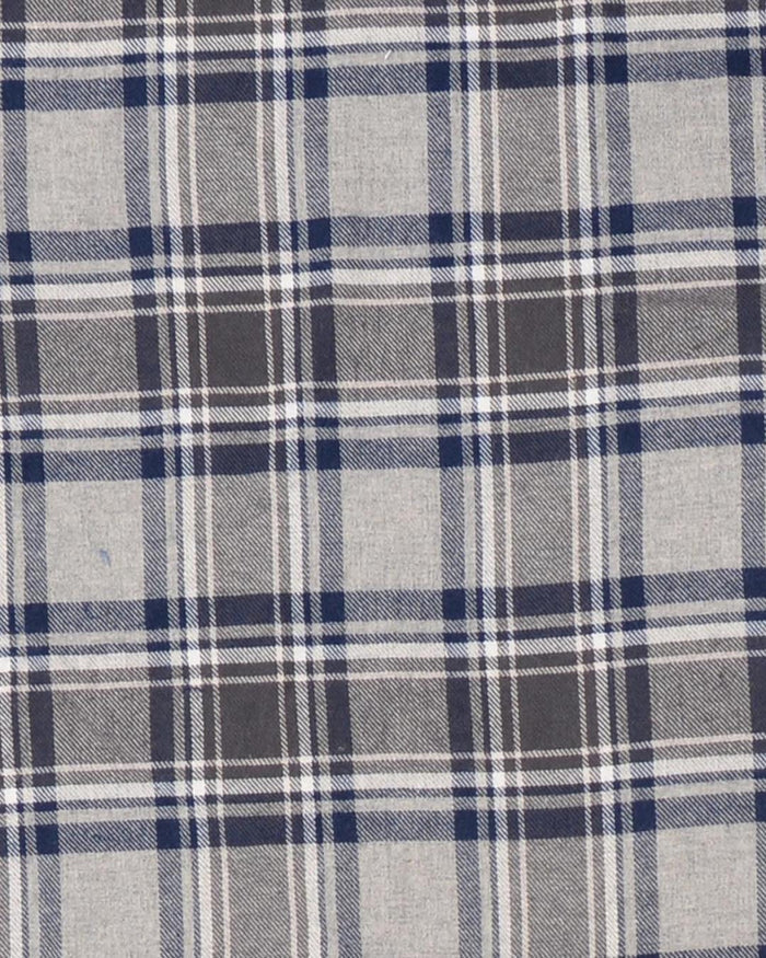 Dark Gull Grey Navy Plaid Flannel Work Shirt