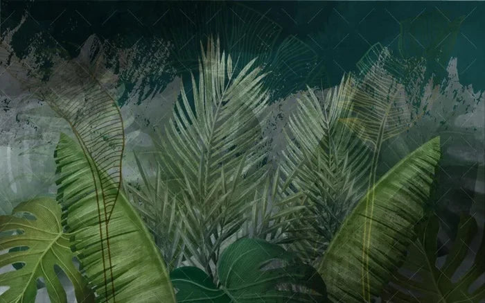 Dark Tropical Leaf Wallpaper: Peel and Stick Removable Wallpaper