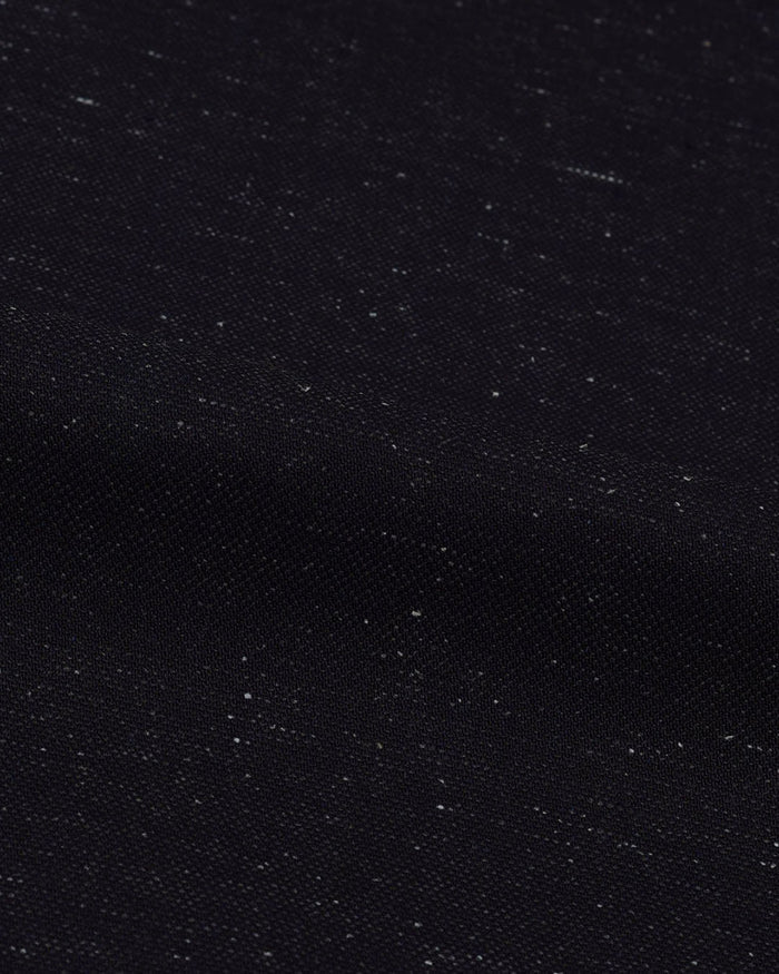 Close up view of slub jeans for men by Luxire in navy
