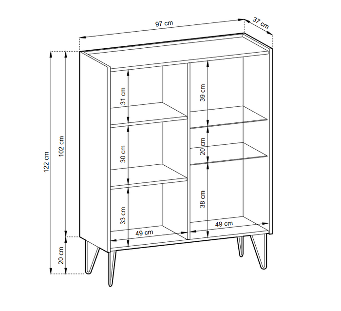 Display cabinet HARMONY 04 black / black marbleStorage cabinet HARMONY 02 black / black marble 97/122/37CM ColourBlack / Black marble + Golden MaterialLaminated board 16mm VeneerEdging ABS Metal Legs PUSH-TO-OPENAnna Furniture