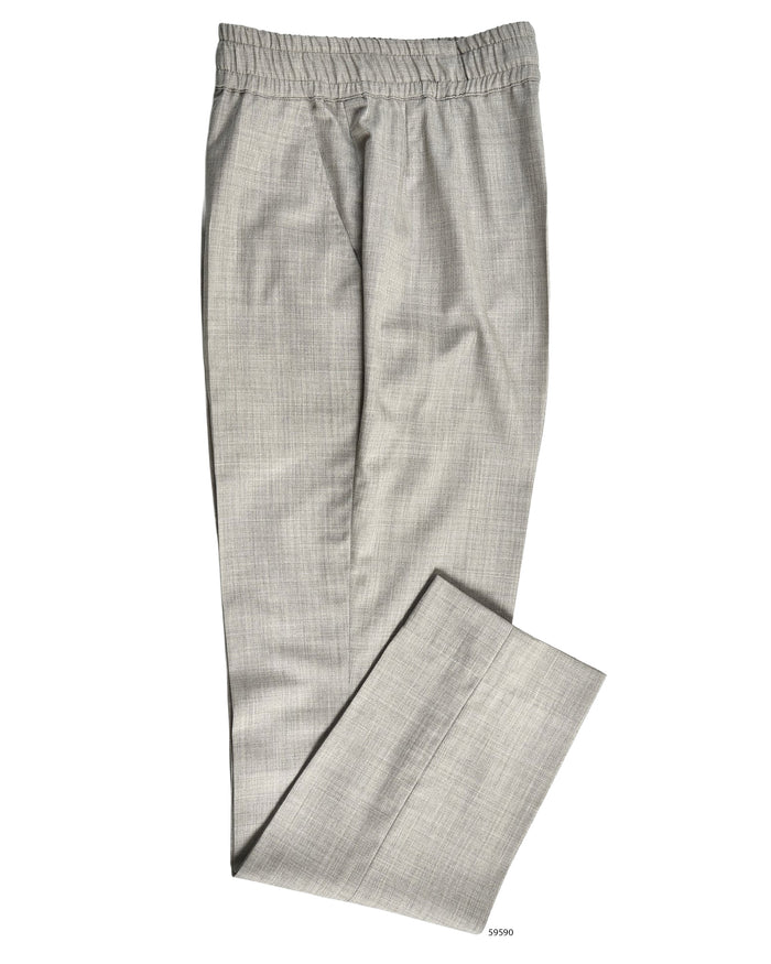 Drago Grey Fine Worsted Wool Drawstring Pants