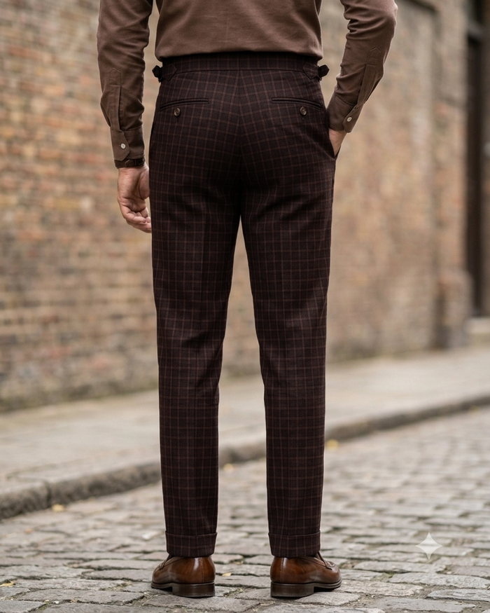 Drapers Brown Macro Checks Pants