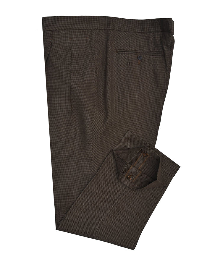 Drapers Tobacco Brown Micro Houndstooth Pants