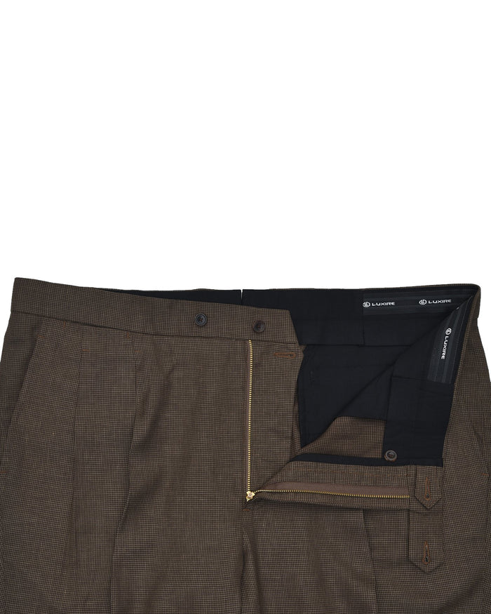 Drapers Tobacco Brown Micro Houndstooth Pants