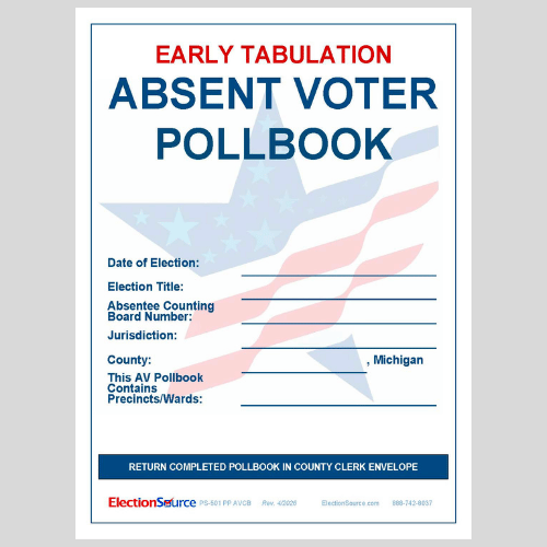 Early Tabulation Absent Voter Poll Book (PS-501 PP AVCB)