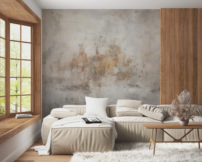 Earth Tone Concrete Look Wallpaper: Modern Industrial Wall Mural