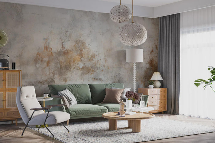 Earth Tone Concrete Look Wallpaper: Modern Industrial Wall Mural