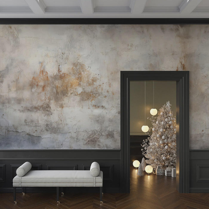 Earth Tone Concrete Look Wallpaper: Modern Industrial Wall Mural