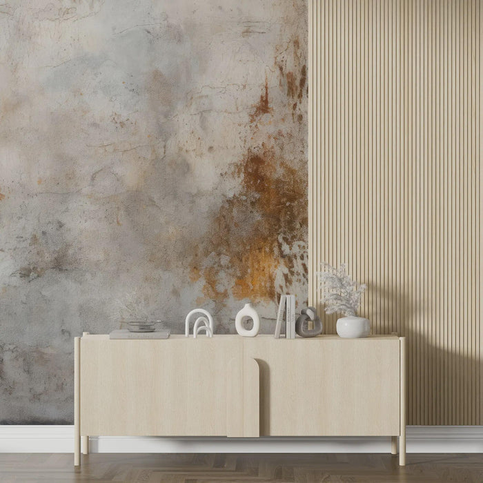 Earth Tone Concrete Look Wallpaper: Modern Industrial Wall Mural