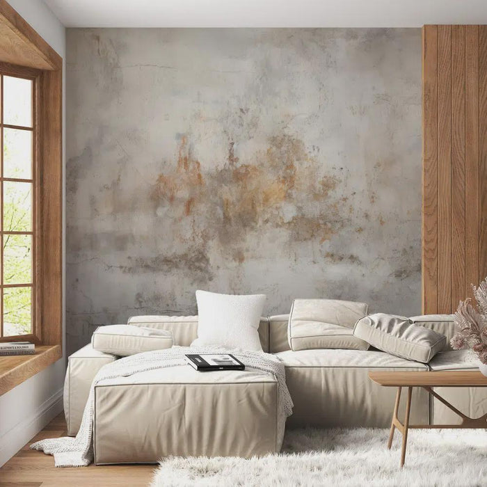 Earth Tone Concrete Look Wallpaper: Modern Industrial Wall Mural