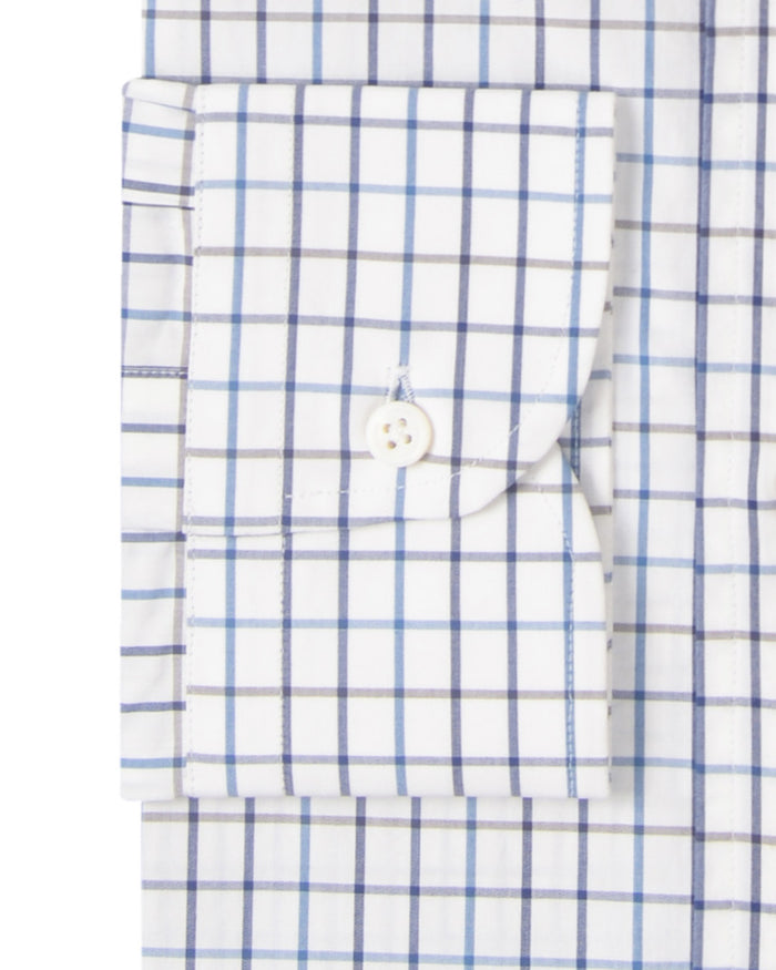 Easy-to-Iron Blue Navy White Grey Checks