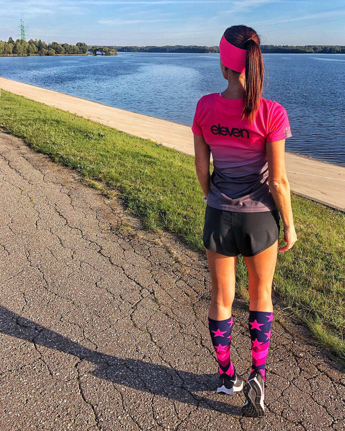 ELEVEN SPORTSWEAR STARS Long compression socks - pink