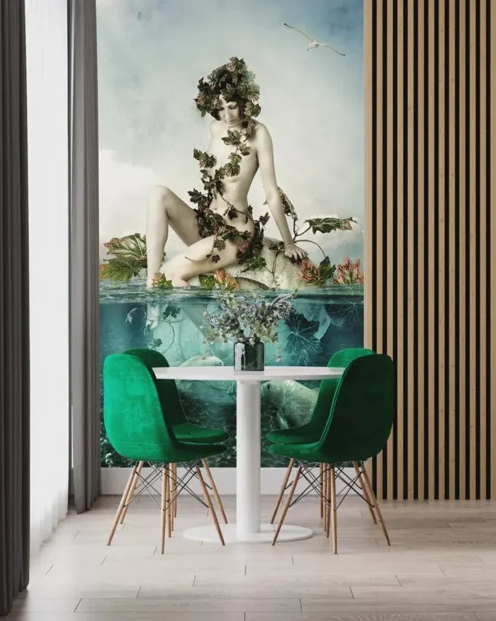 Embossed Oriental Woman 3D Wallpaper, Luxury Wall Decor