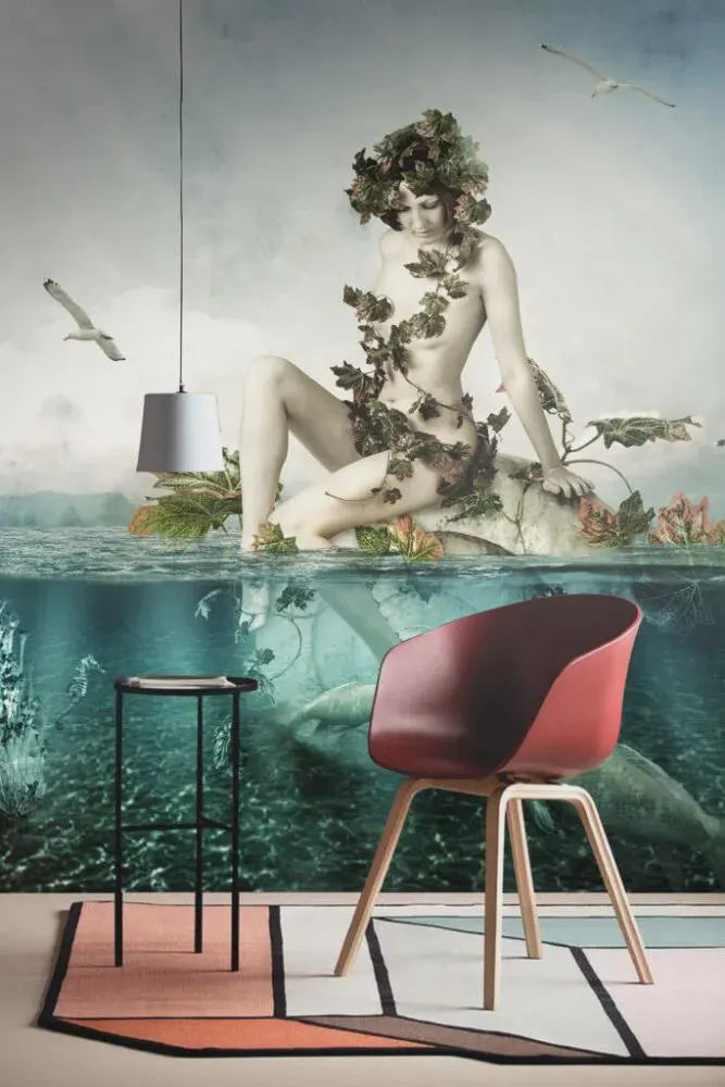 Embossed Oriental Woman 3D Wallpaper, Luxury Wall Decor