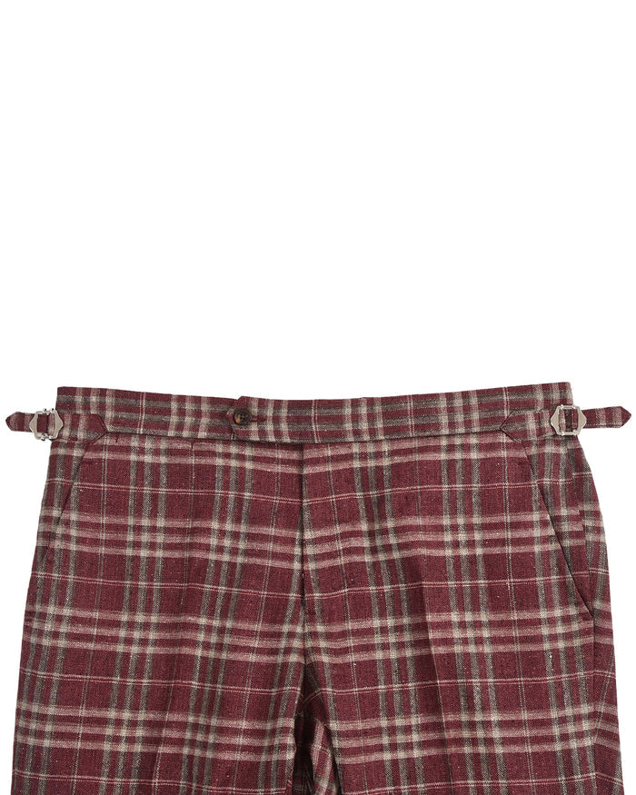 EThomas Maroon Windowpane Checks
