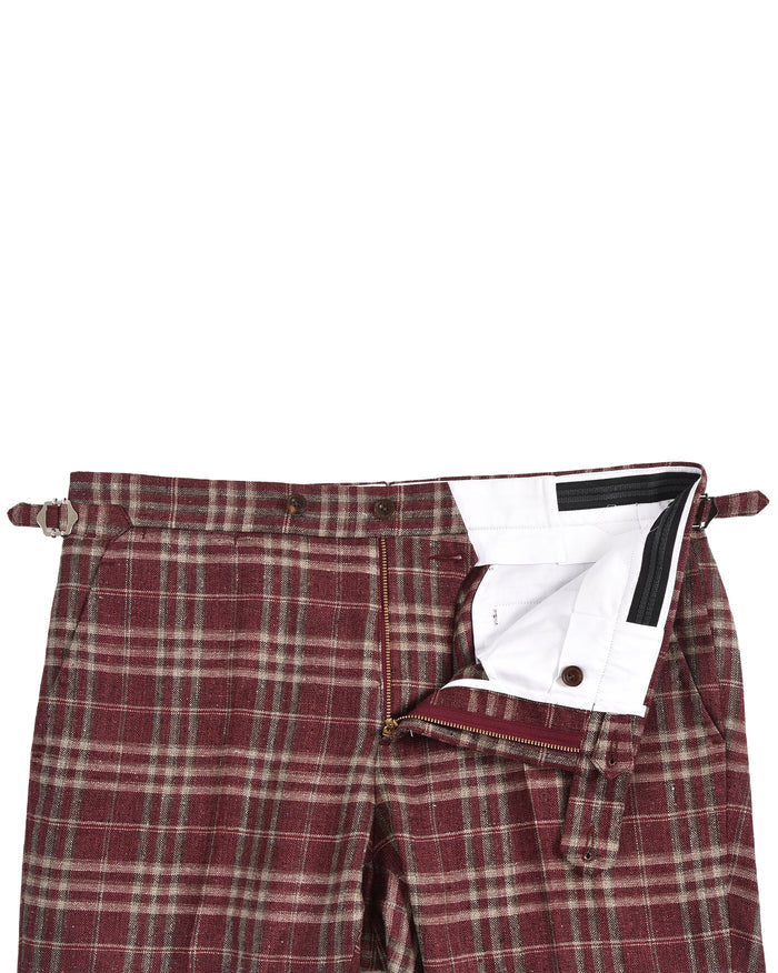 EThomas Maroon Windowpane Checks