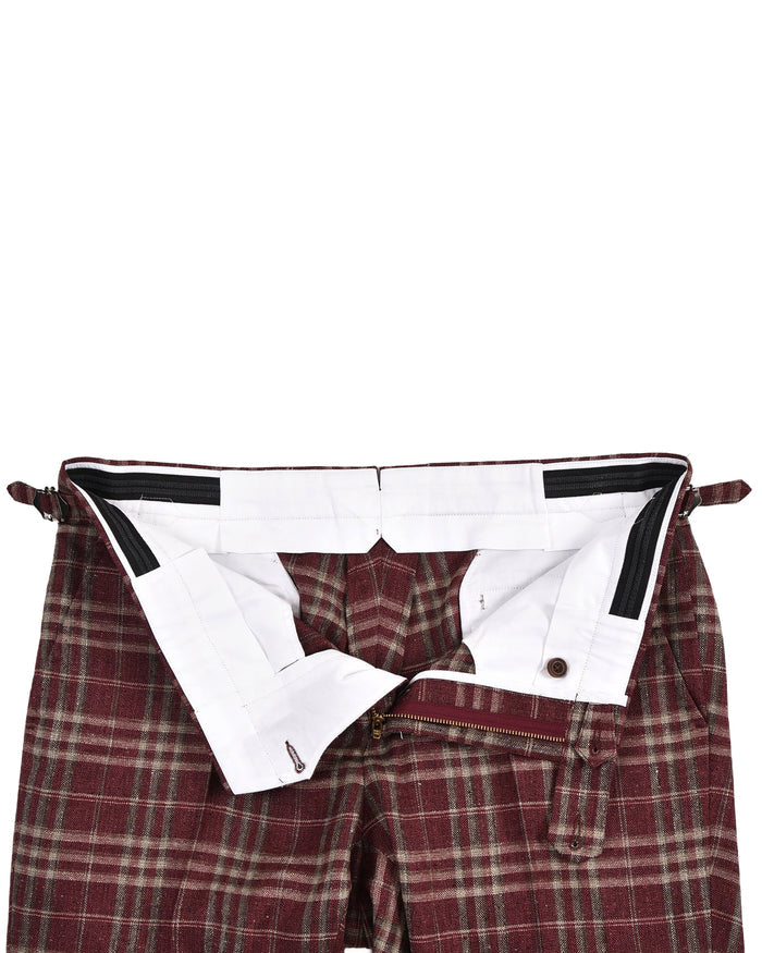 EThomas Maroon Windowpane Checks