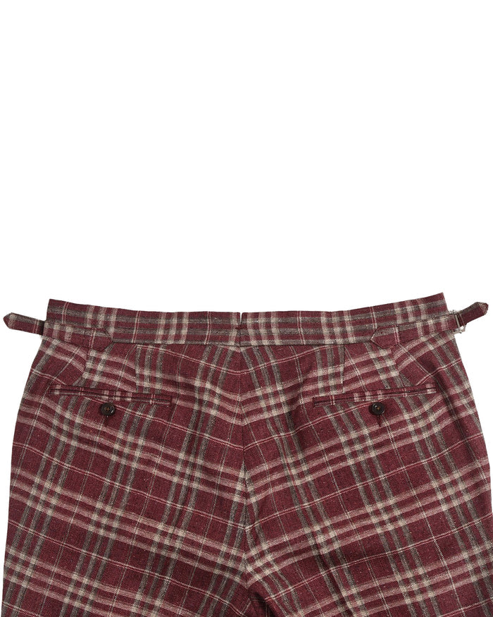 EThomas Maroon Windowpane Checks