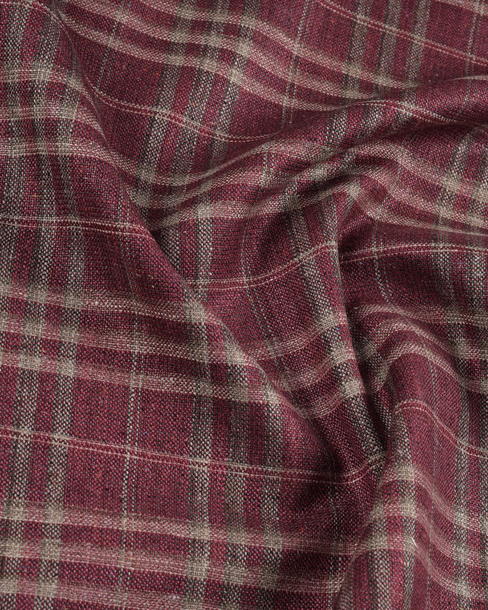 EThomas Maroon Windowpane Checks