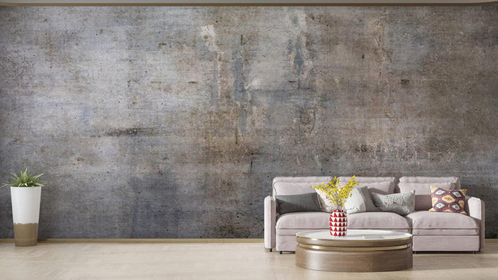 Exposed Concrete Look Wallpaper: Gray Room Decor, Wall Art
