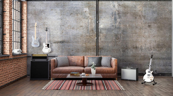 Exposed Concrete Look Wallpaper: Gray Room Decor, Wall Art