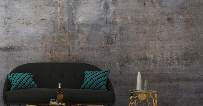 Exposed Concrete Look Wallpaper: Gray Room Decor, Wall Art