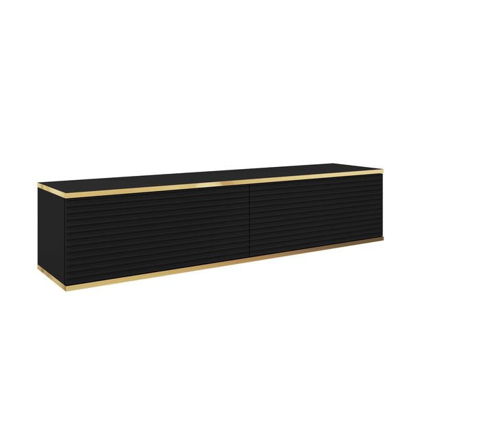 Floating TV Stand ORO 135 SLATS blackTV Stand ORO 135 Depth: 32cmWidth: 135cmHeight: 30cmA modern tv table is a practical and elegant piece of furniture, a perfect for people who looking for functional furniture for a modern interior.The simple design gua