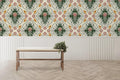 Floral Checkered Peel and Stick Wallpaper: Scandinavian Botanical Wall Mural