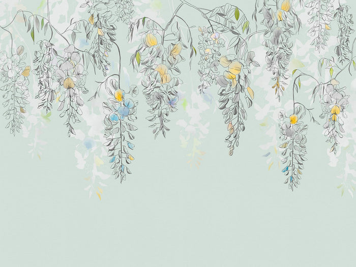 Floral Wallpaper Mural: Embossed Boho Flowers, Removable Wall Art